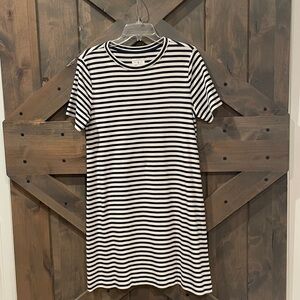 Blue and White Striped T-Shirt Dress